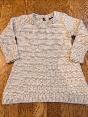 Baby GAP Cream Ribbed Cowl Neck Sweater dress Sz 6-9 months wool blend